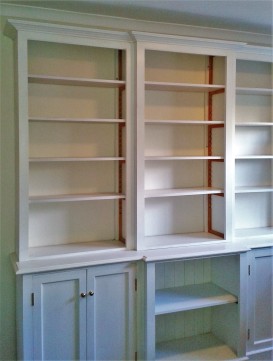 Georgian style Bookcase with adjustable shelves & cupboards made for a private house in Troutbeck.